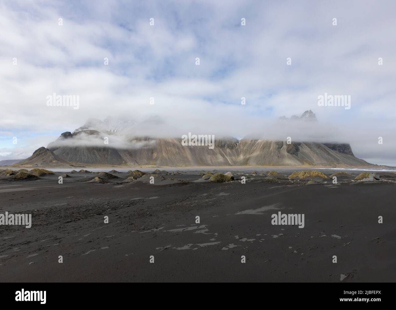 The Vestrahorn mountains near Hofn in Iceland seen from the Stokksnes Peninsula Stock Photo