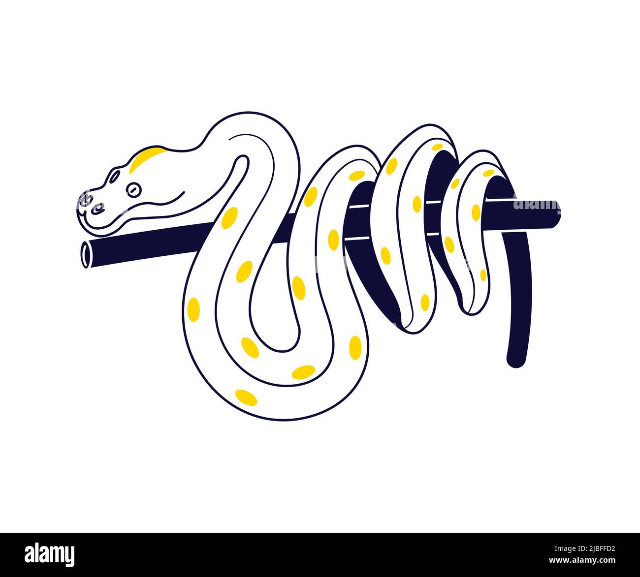 Cute boa on tree branch, stylized pet isolated Stock Vector