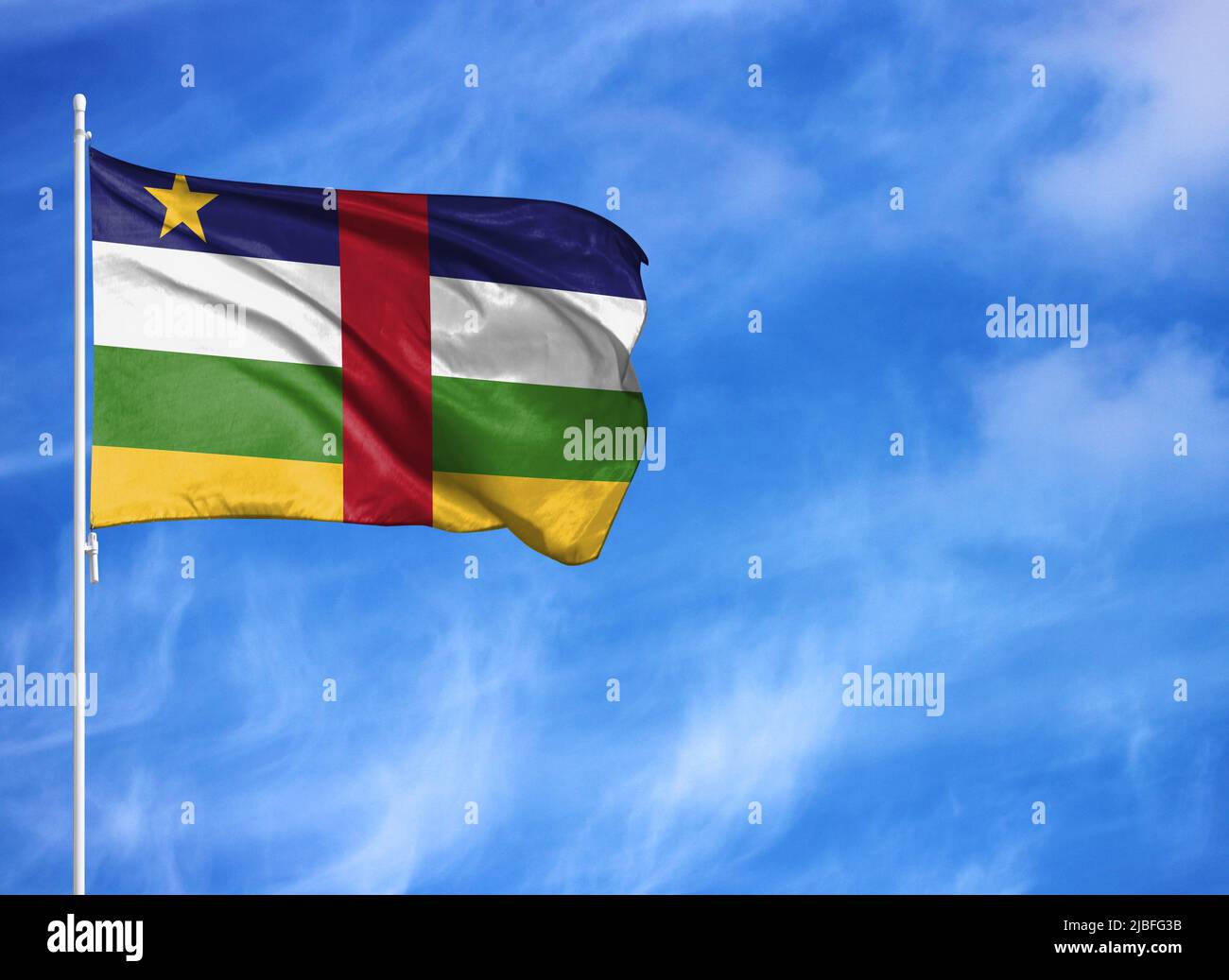 National flag of Central African republic on a flagpole Stock Photo - Alamy