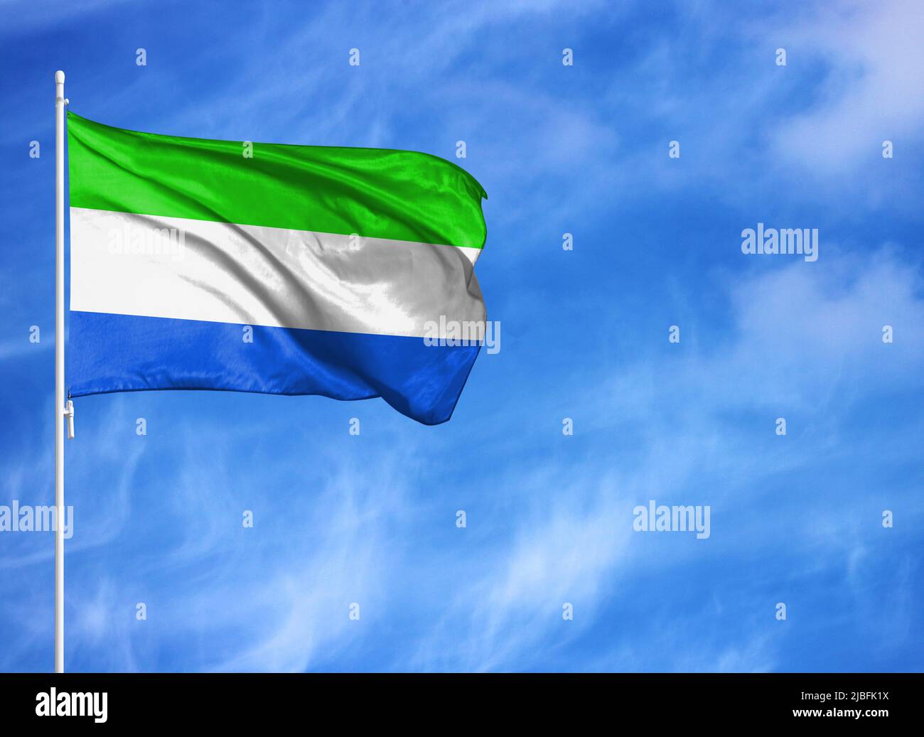 Map of sierra leone on background with flag hi-res stock photography ...
