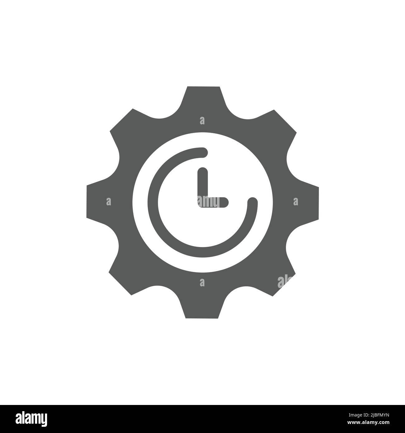 Gear or cogwheel and clock line vector icon. Settings outlined symbol. Stock Vector