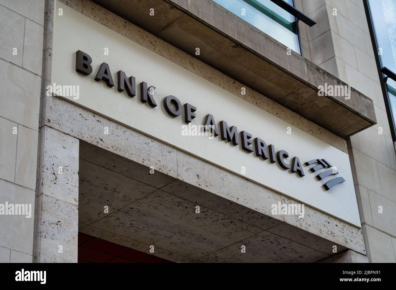 London, UK- May 5, 2022:Bank of America in London Stock Photo