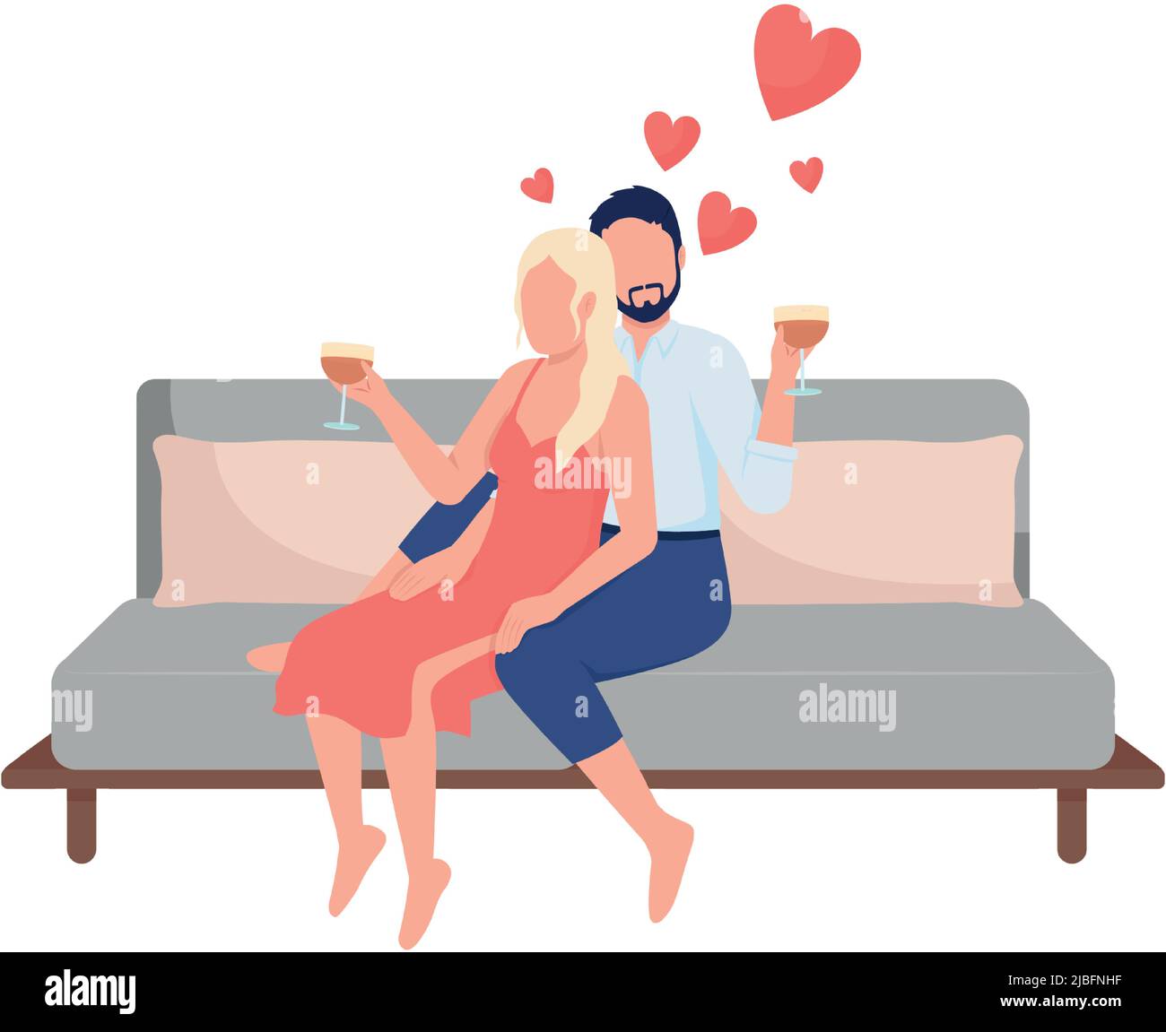Couple celebrating anniversary semi flat color vector characters Stock ...