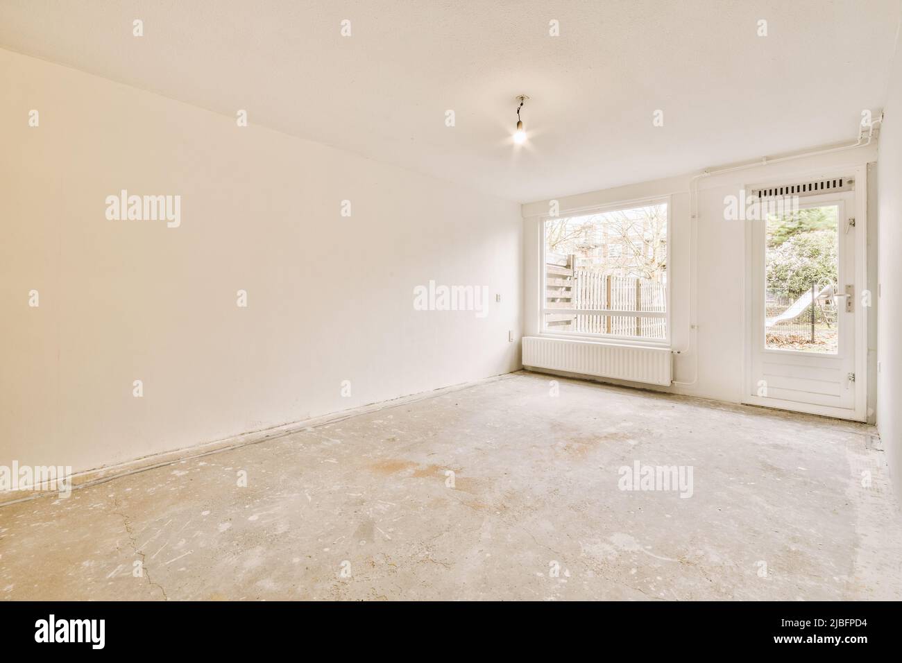 Empty living room in apartment under refurbish work Stock Photo