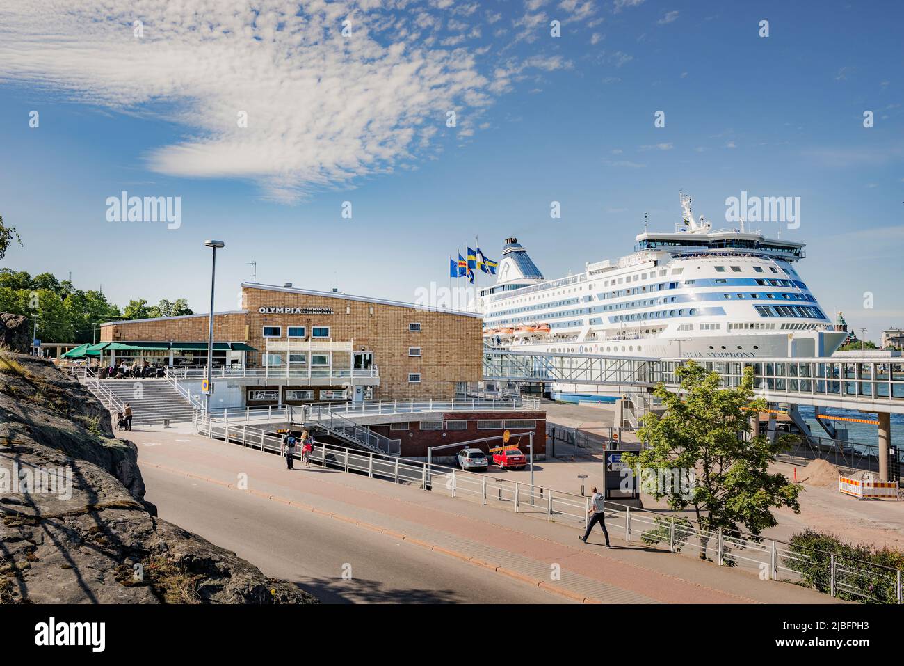 Cruise ship at terminal in Helsinki, Finland Stock Photo