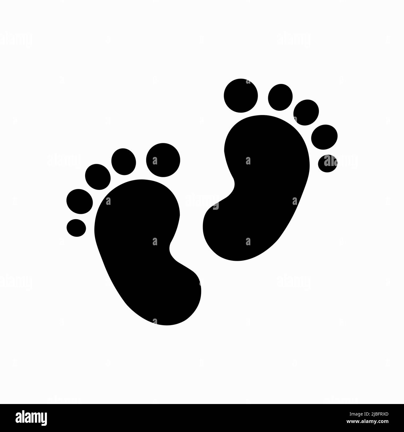 Baby feet icon. Flat child footprint symbol on white background. Stock Vector