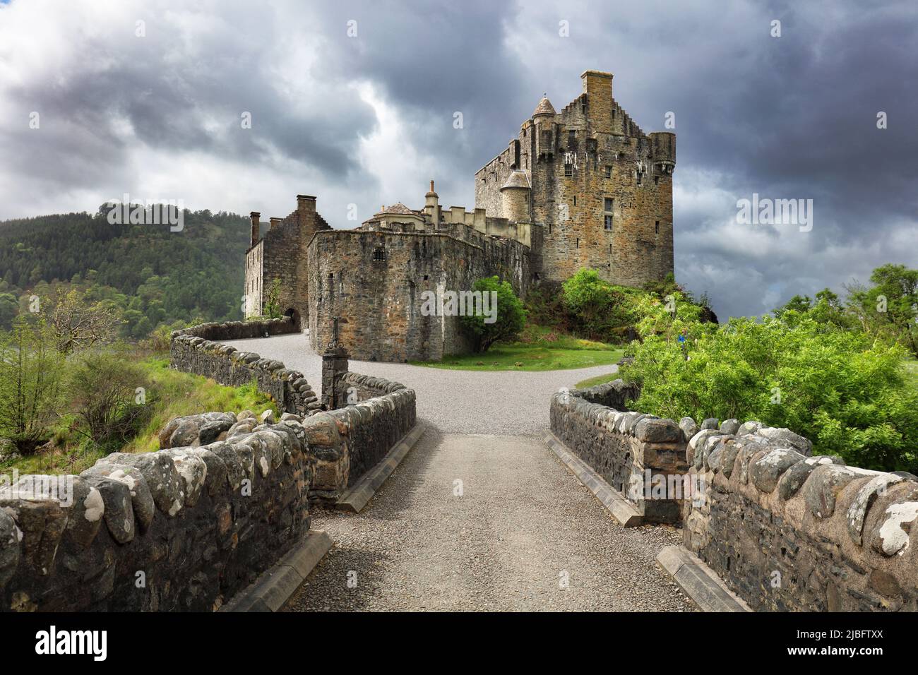 Overcast view of the Eilean Donan Castle at Highland, Scotland Stock Photo