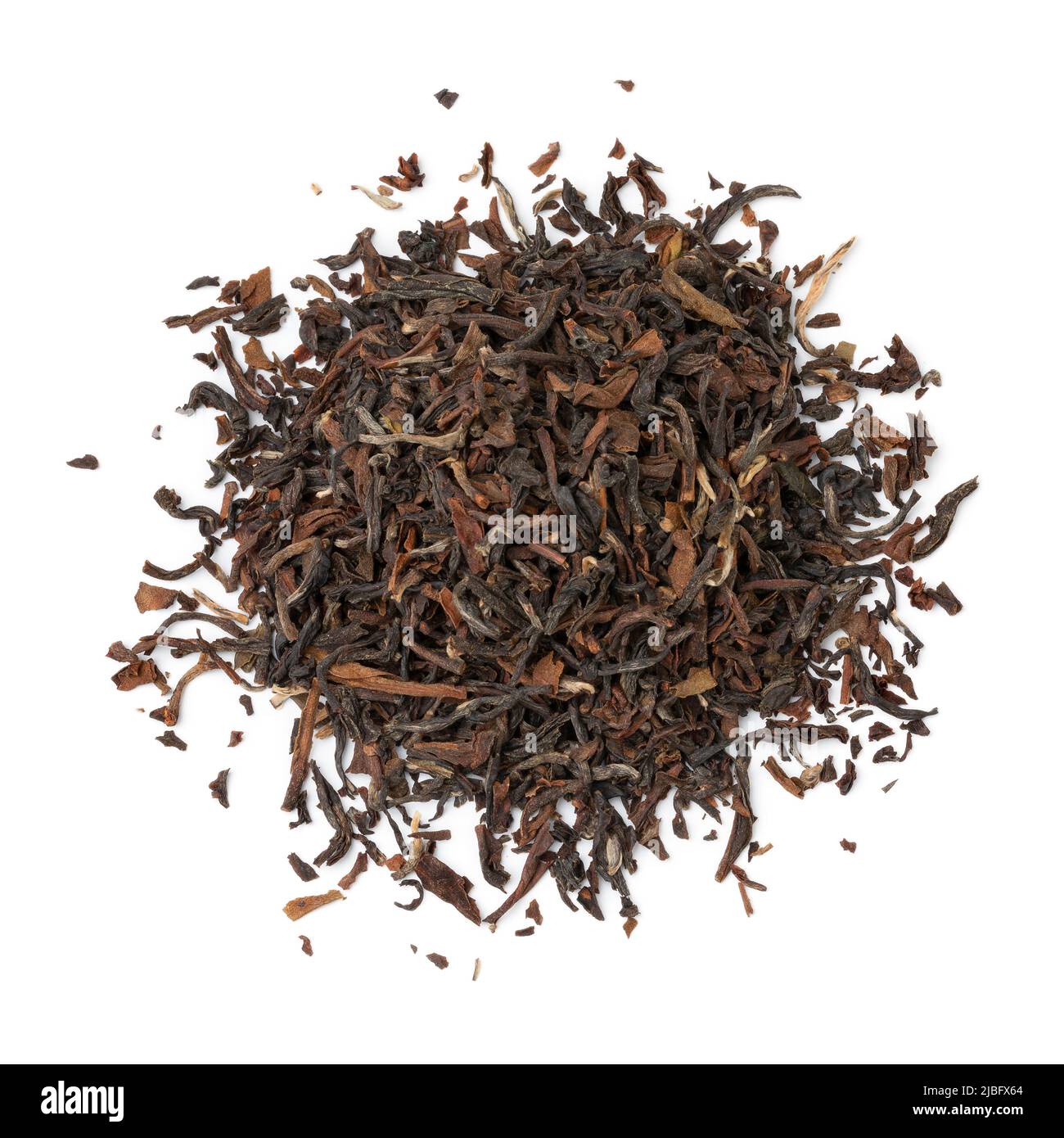 Heap of Indian Ambootia Darjeeling tea close isolated on white background Stock Photo