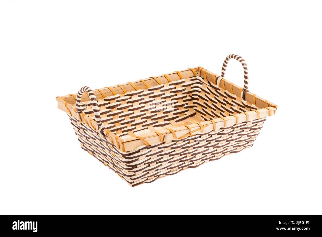 An empty Wicker Basket On White Background Stock Photo - Alamy