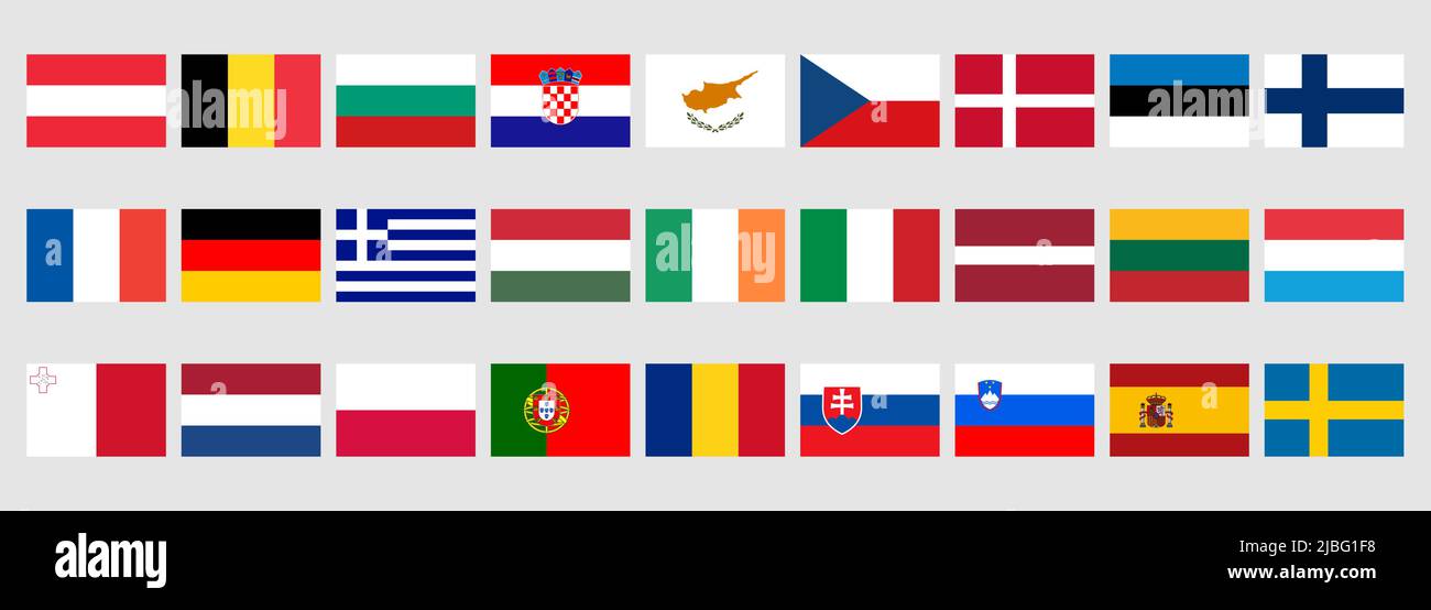 National flags of EU members Stock Vector