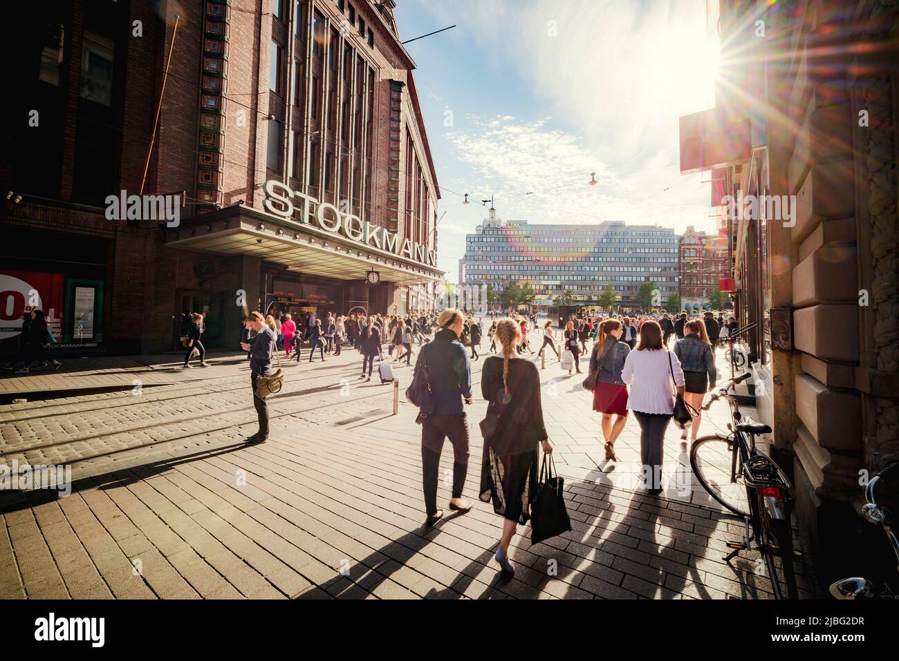 Pedestrians on street in Helsinki, Finland Stock Photo