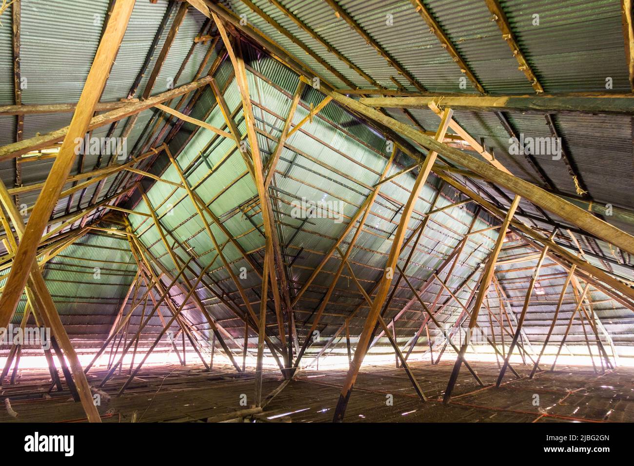 Inside the roof of the Lazi convent in Siquijor, Philippines Stock Photo