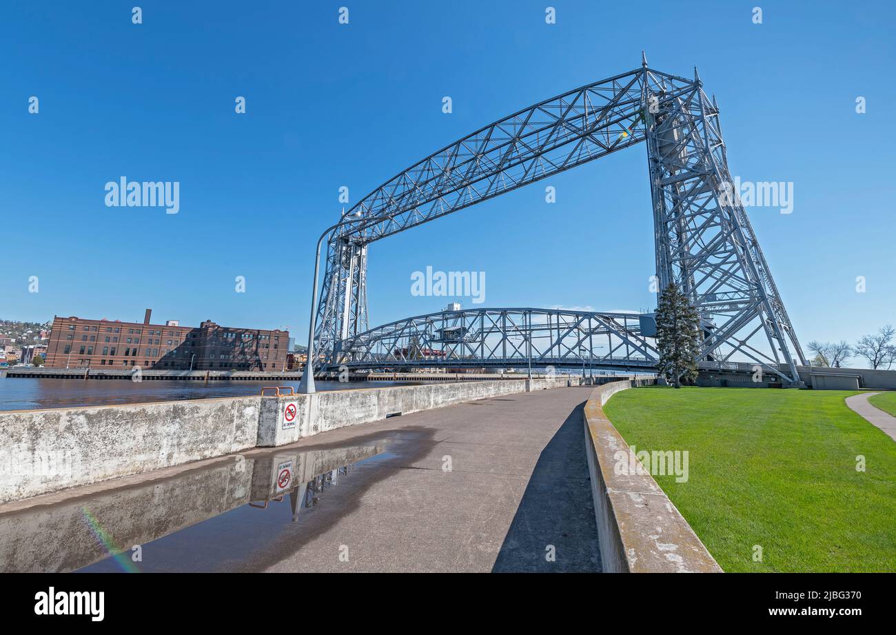 Aerial lift bridge in Canal Park in Duluth, Minnesota Stock Photo - Alamy