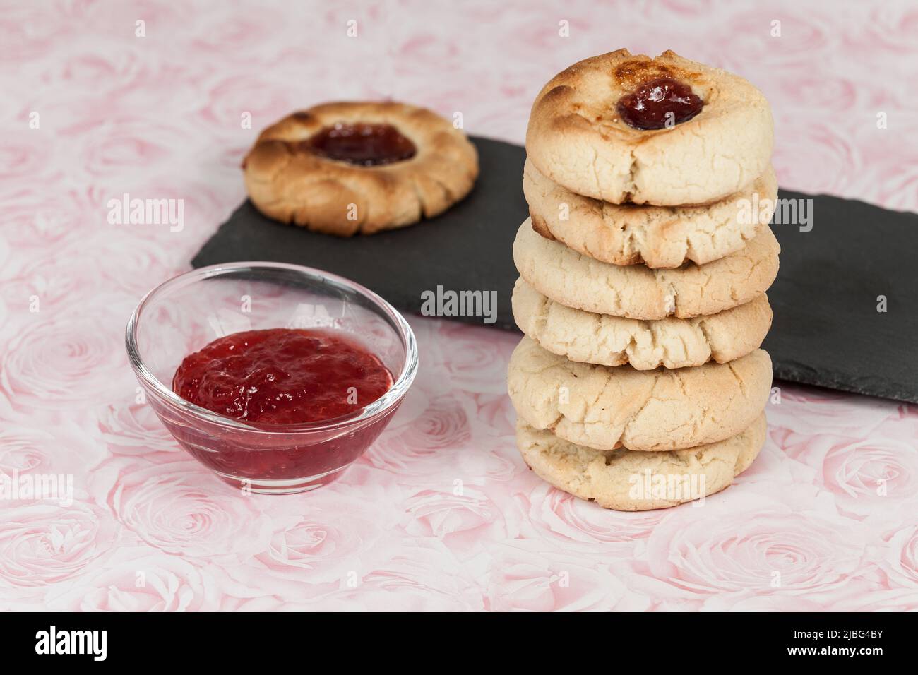 Shortbread biscuits with fresh cream hires stock photography and