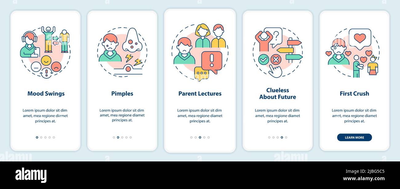 Teenage problems onboarding mobile app screen Stock Vector Image & Art