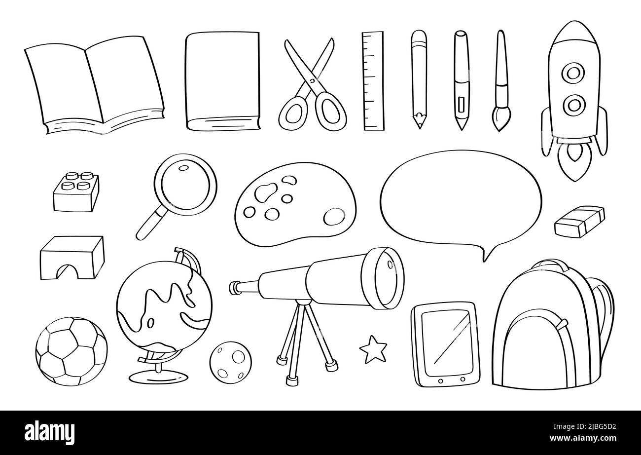Cute doodle education cartoon icons and objects Stock Vector Image ...