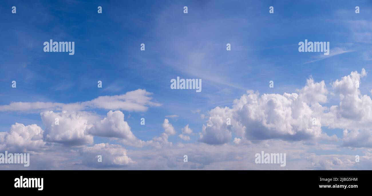 blue sky panorama background with tiny clouds Stock Photo - Alamy