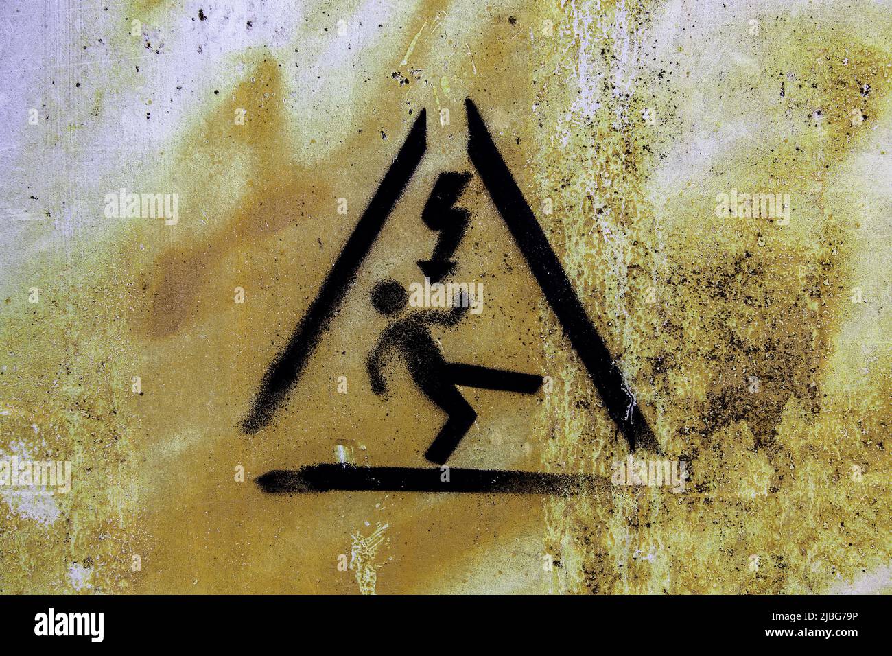 Detail of danger sign, caution Stock Photo