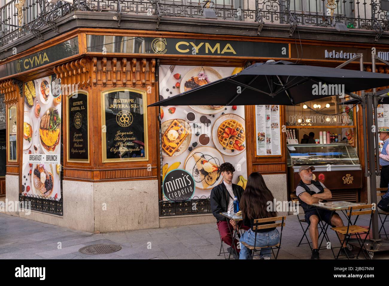 Pancake and waffle bar in Madrid Spain Stock Photo Alamy