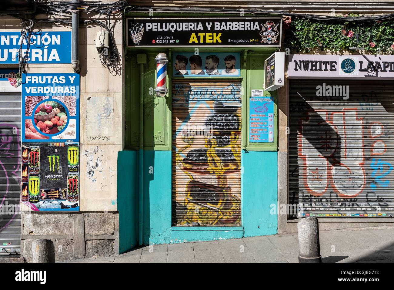 Barbers shop in Madrid street Spain Stock Photo