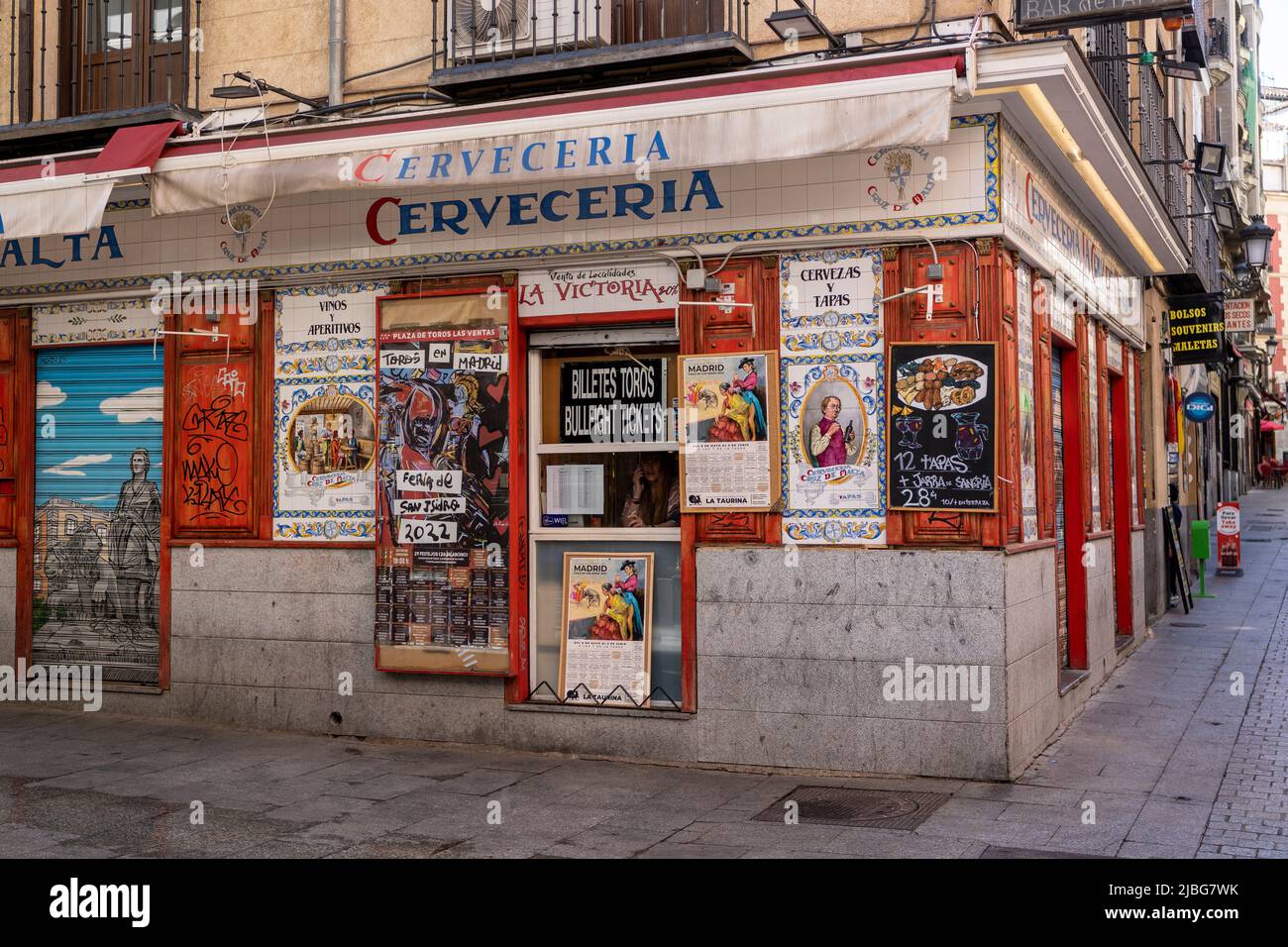 Cafe Bar in Madrid Spain Stock Photo