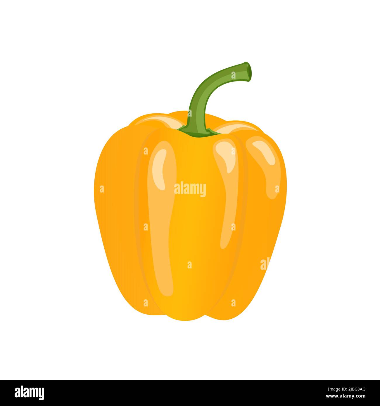 Yellow paprika pepper, flat style vector illustration isolated on white