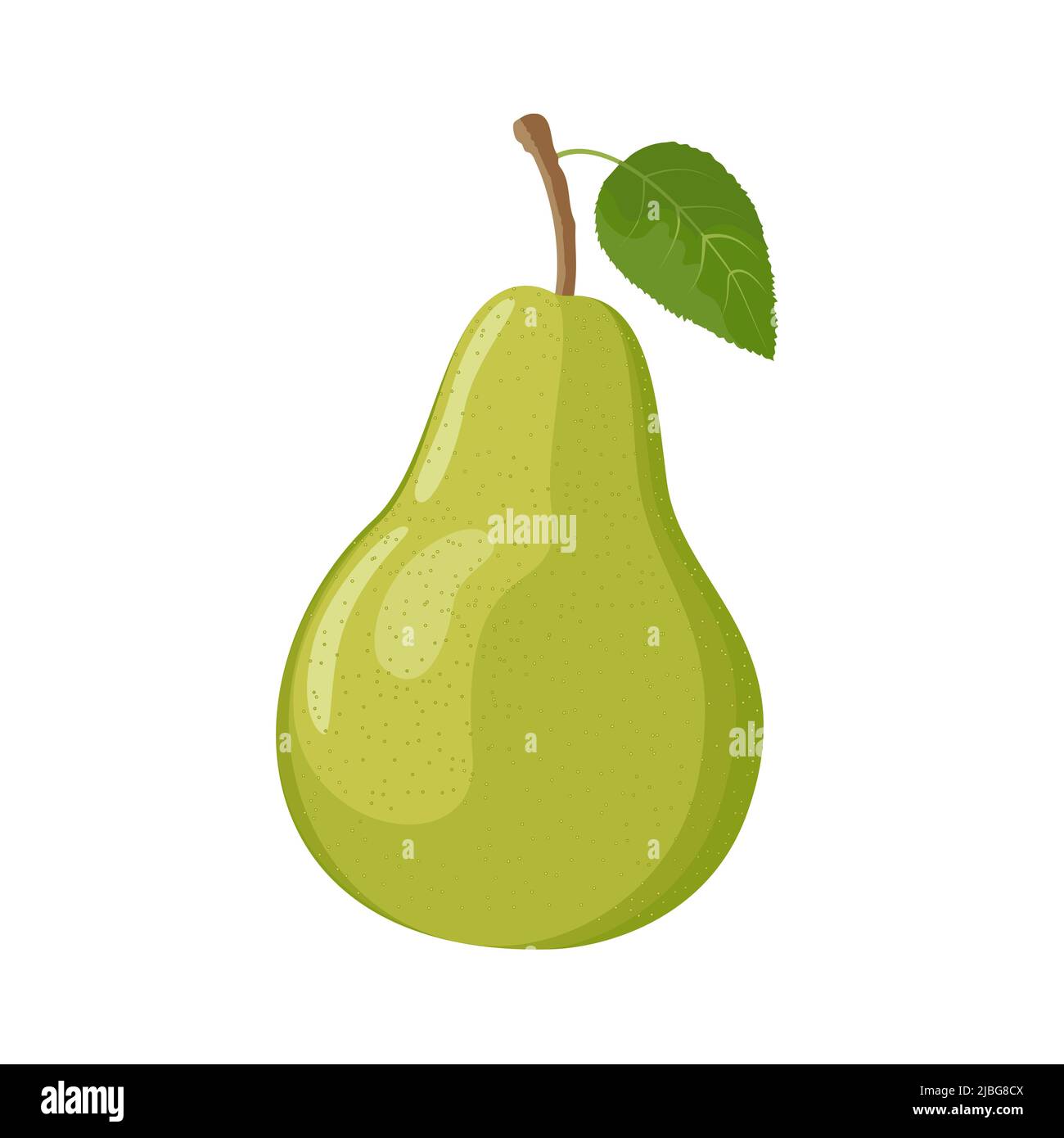 Green pear with leaf, flat style vector illustration isolated on white ...