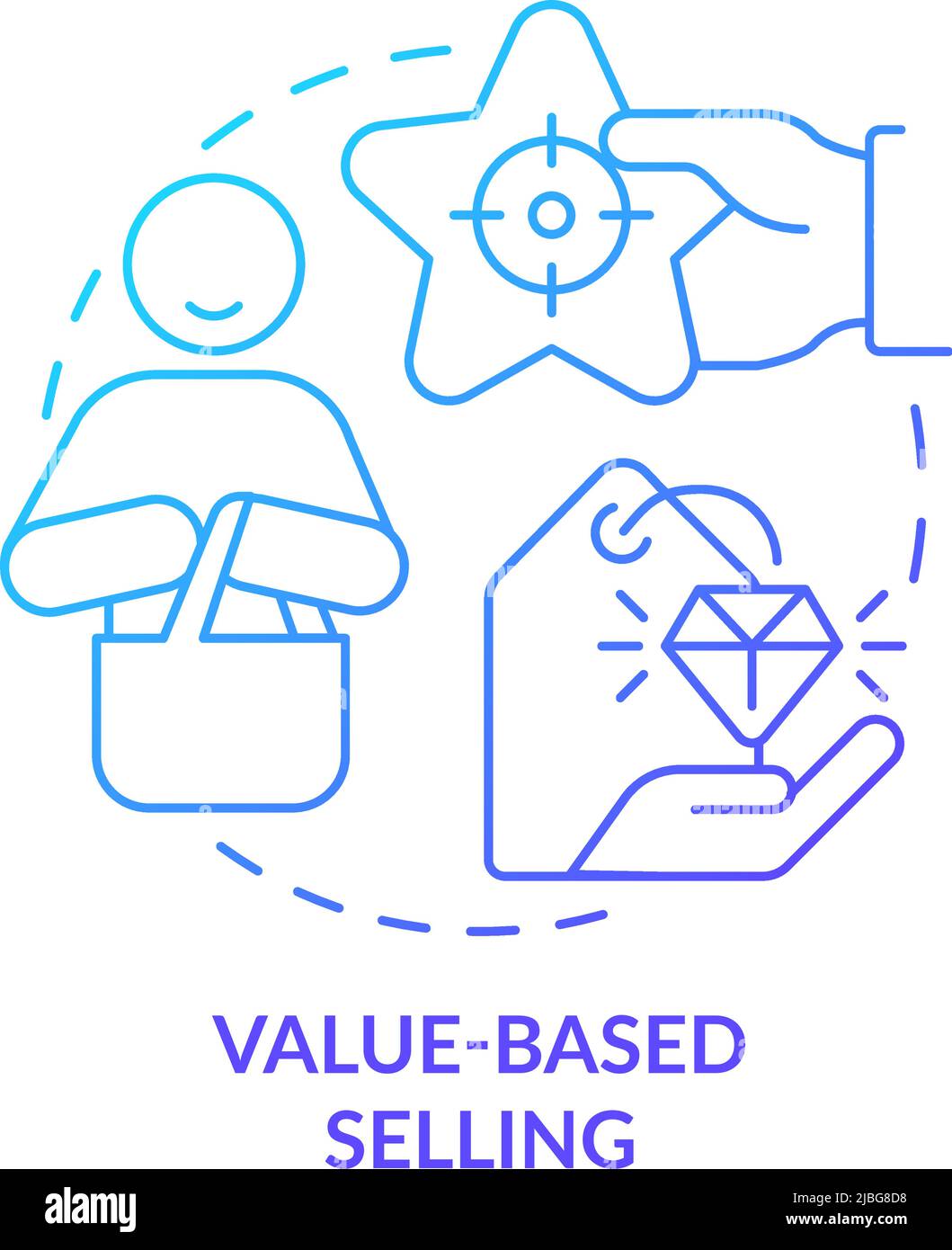 Value-based selling blue gradient concept icon Stock Vector