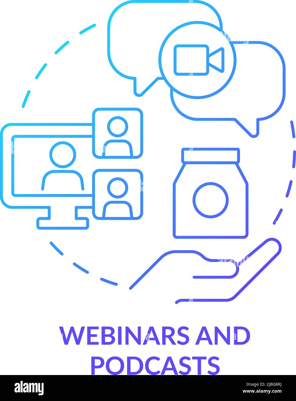 Webinars and podcasts blue gradient concept icon Stock Vector