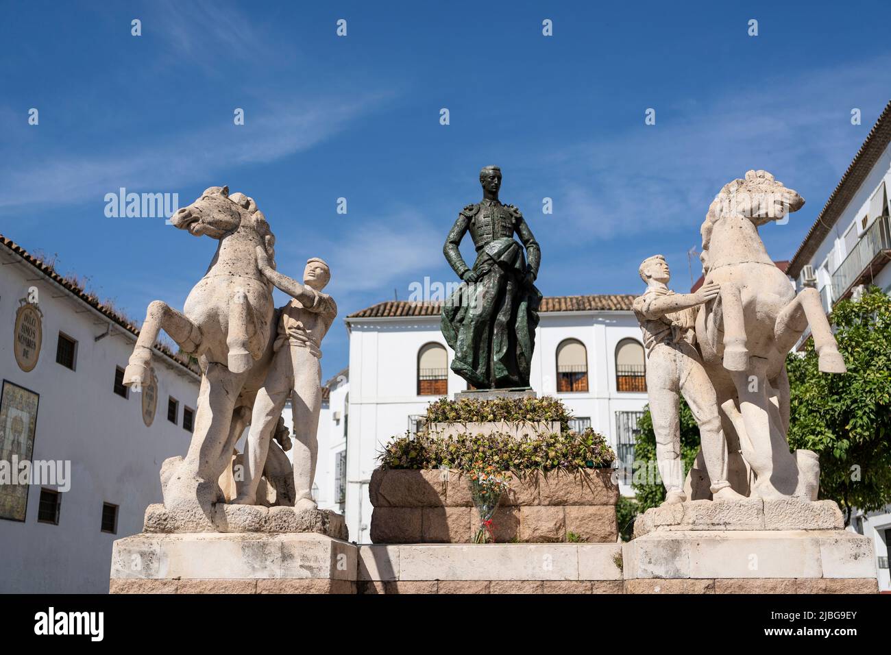 Monument to bullfighter Manolete in Plaza Conde de Priego, Cordoba, Spain Stock Photo