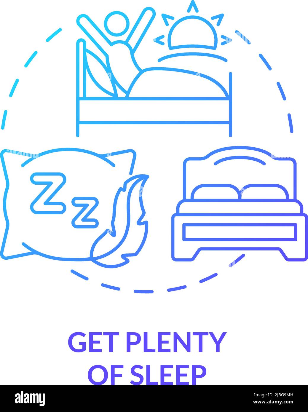 Get plenty of sleep blue gradient concept icon Stock Vector