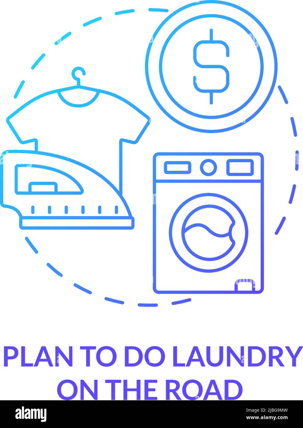 Plan to do laundry on road blue gradient concept icon Stock Vector