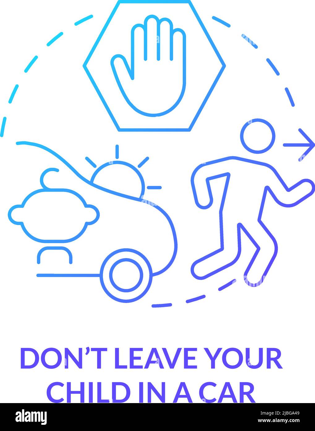 Do not leave your child in car blue gradient concept icon Stock Vector