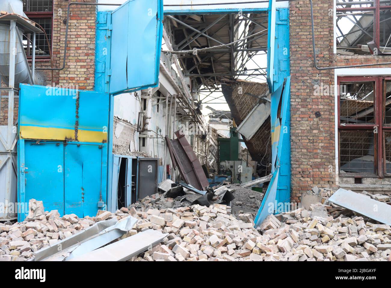 KYIV, UKRAINE JUNE 05, 2022 Consequences of missile attacks by