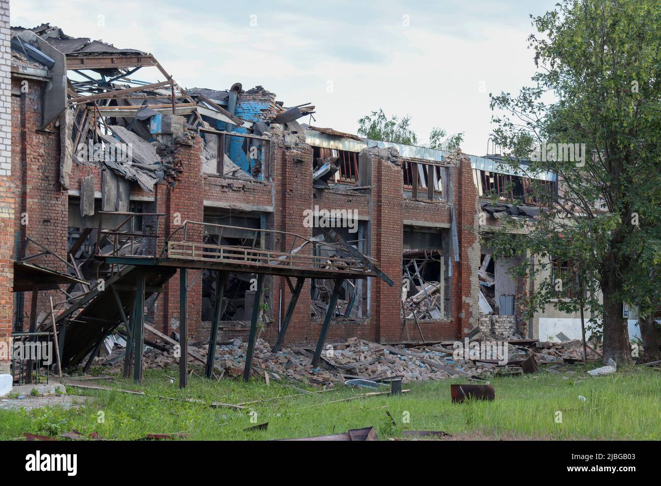 KYIV, UKRAINE JUNE 05, 2022 Consequences of missile attacks by