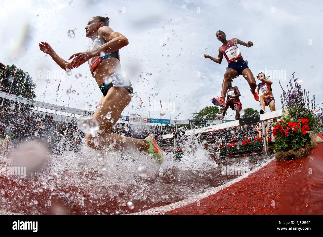 Hengelo, Netherlands, 06/06/2022, HENGELO - Luiza Gega and Agrie Wole in action on the women's 3000 meters steeplechase during the FBK Games. ANP VINCENT JANNINK Stock Photo