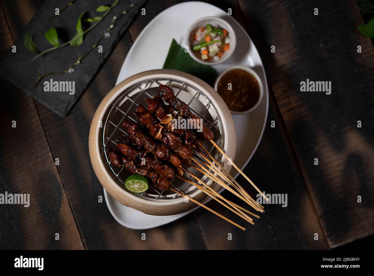Sate Ayam or Chicken Satay with Peanut Sauce Stock Photo Alamy