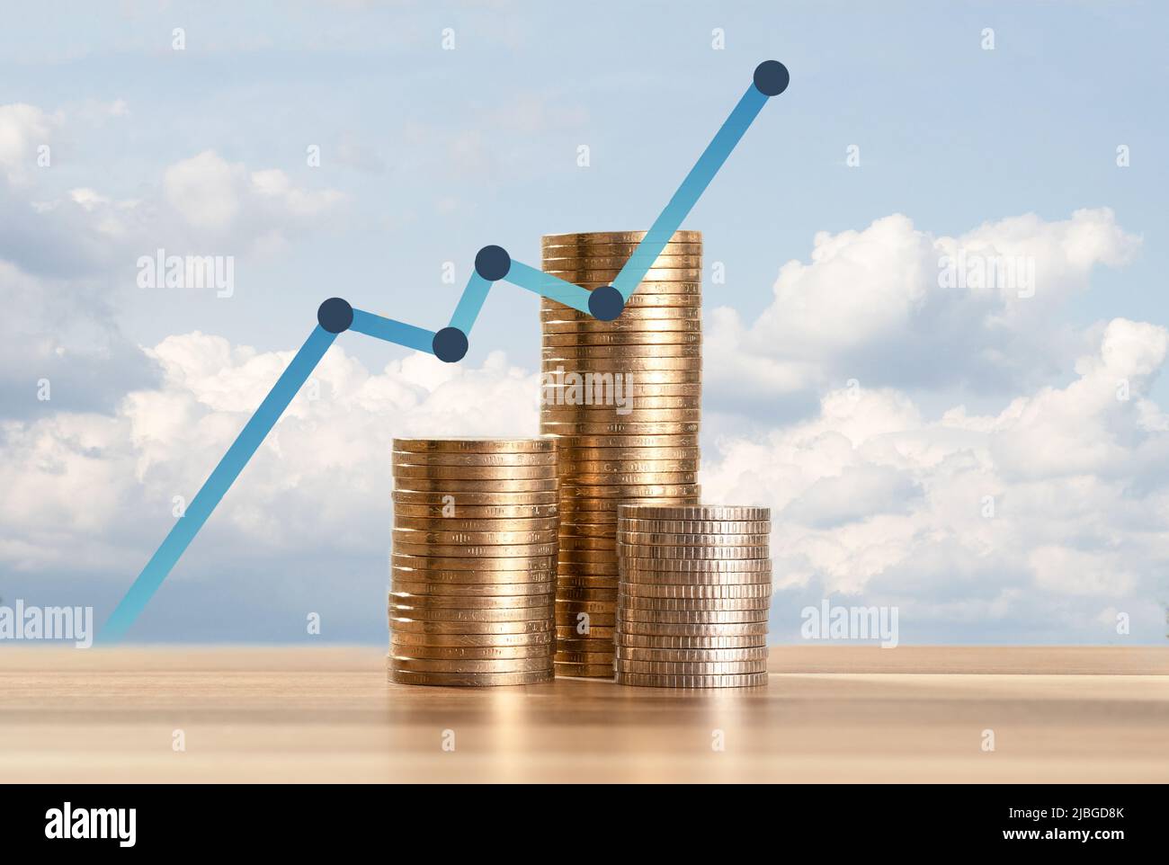 Close up Photo of constantly increasing coins on isolated background ...