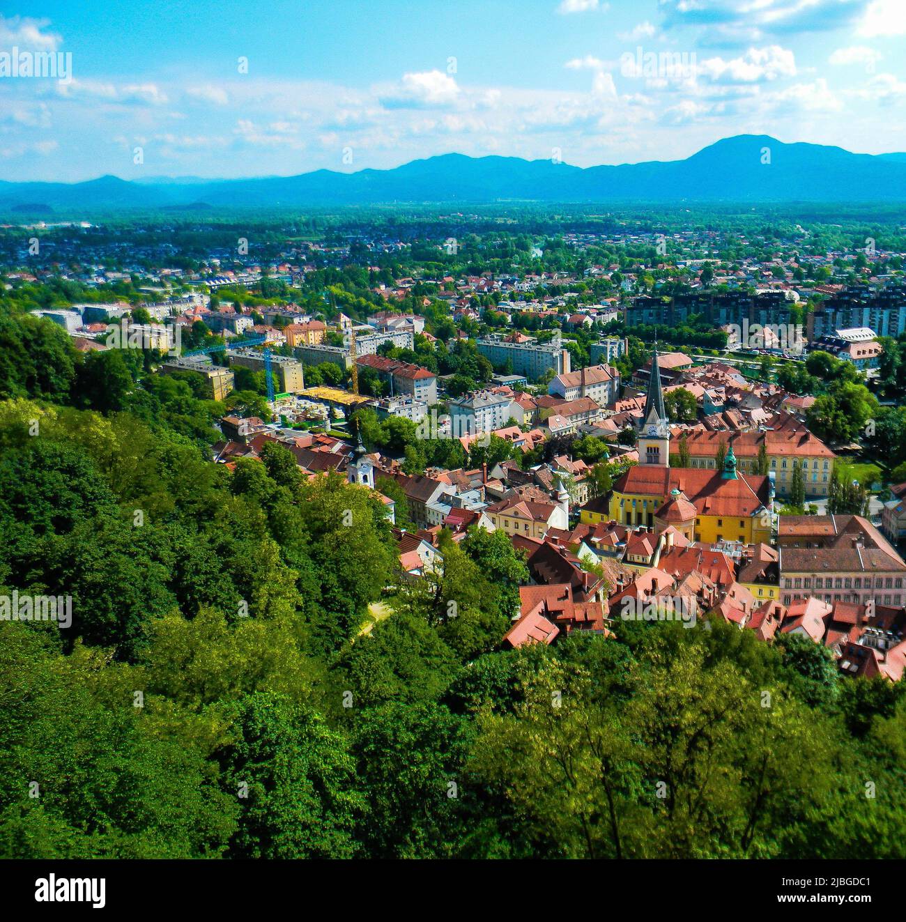 The image of cityscape from Ljubljanski grad, Ljubljana, Slovenia Stock Photo
