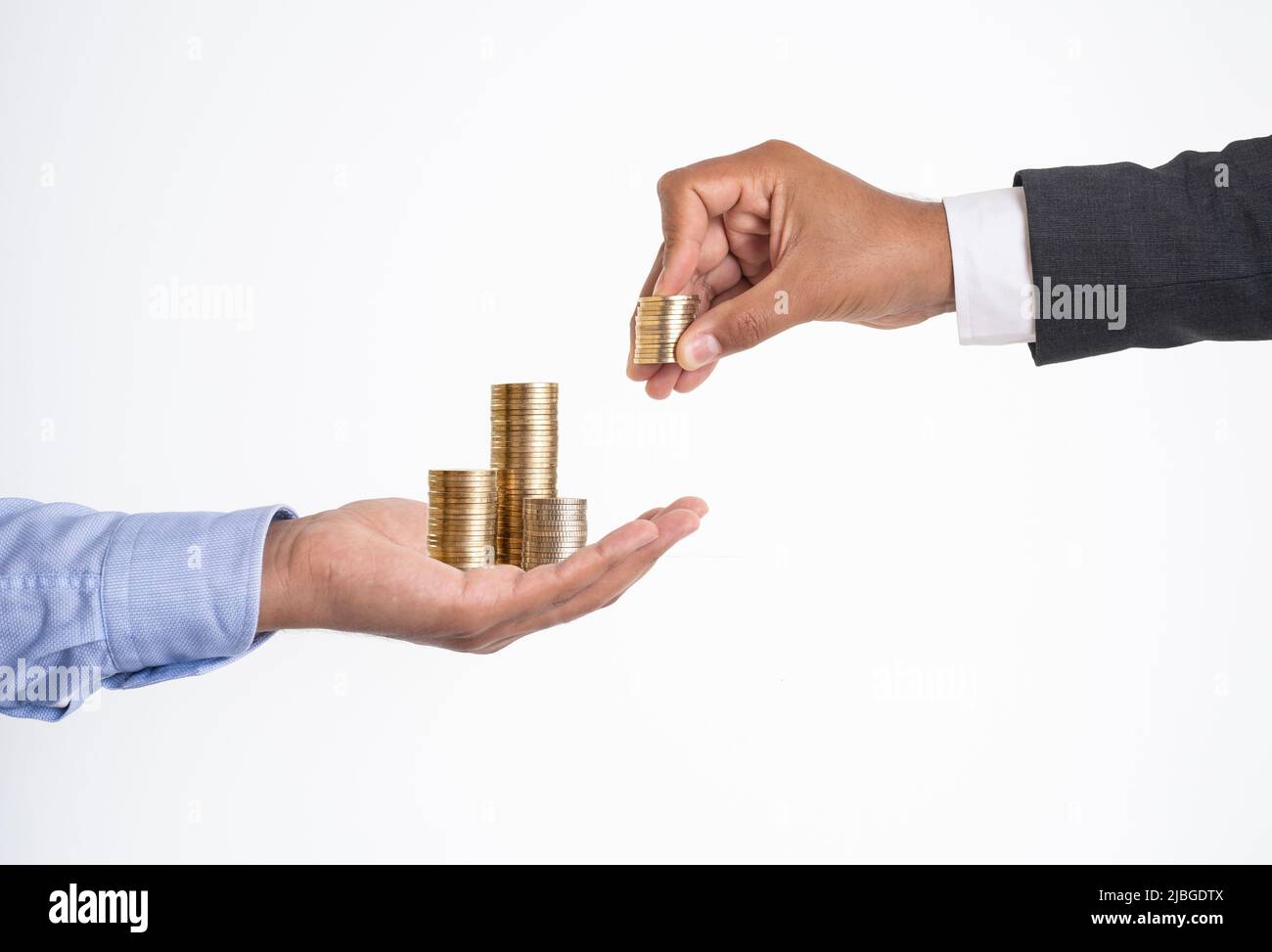 Close up Photo of constantly increasing coins on isolated background ...
