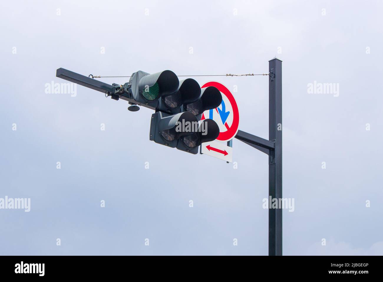 The image of traffic light in Japan from angled view Stock Photo