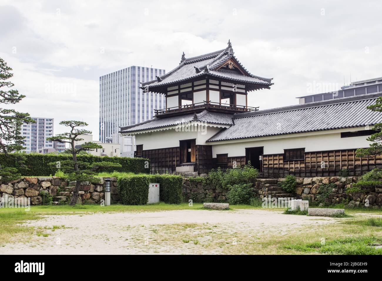 Hiroshima castle, Japan. Was constructed in the 1590s, but destroyed by the atomic bombing on 1945 (Rebuilt in 1958 as replica of the original) Stock Photo