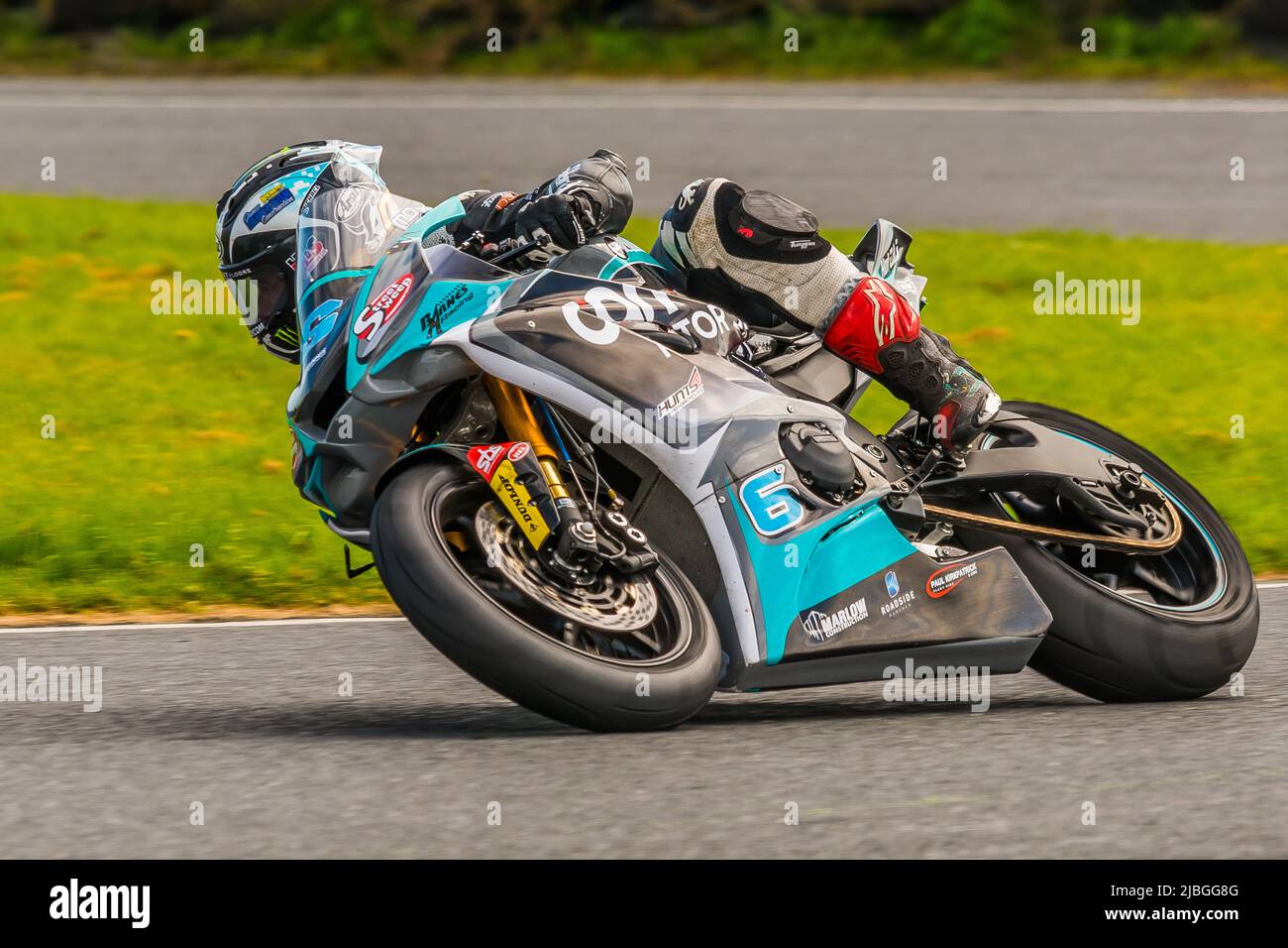 Champion motorcycle racer Michael Dunlop in action at Kirkistown Race Circuit, Northern Ireland Stock Photo