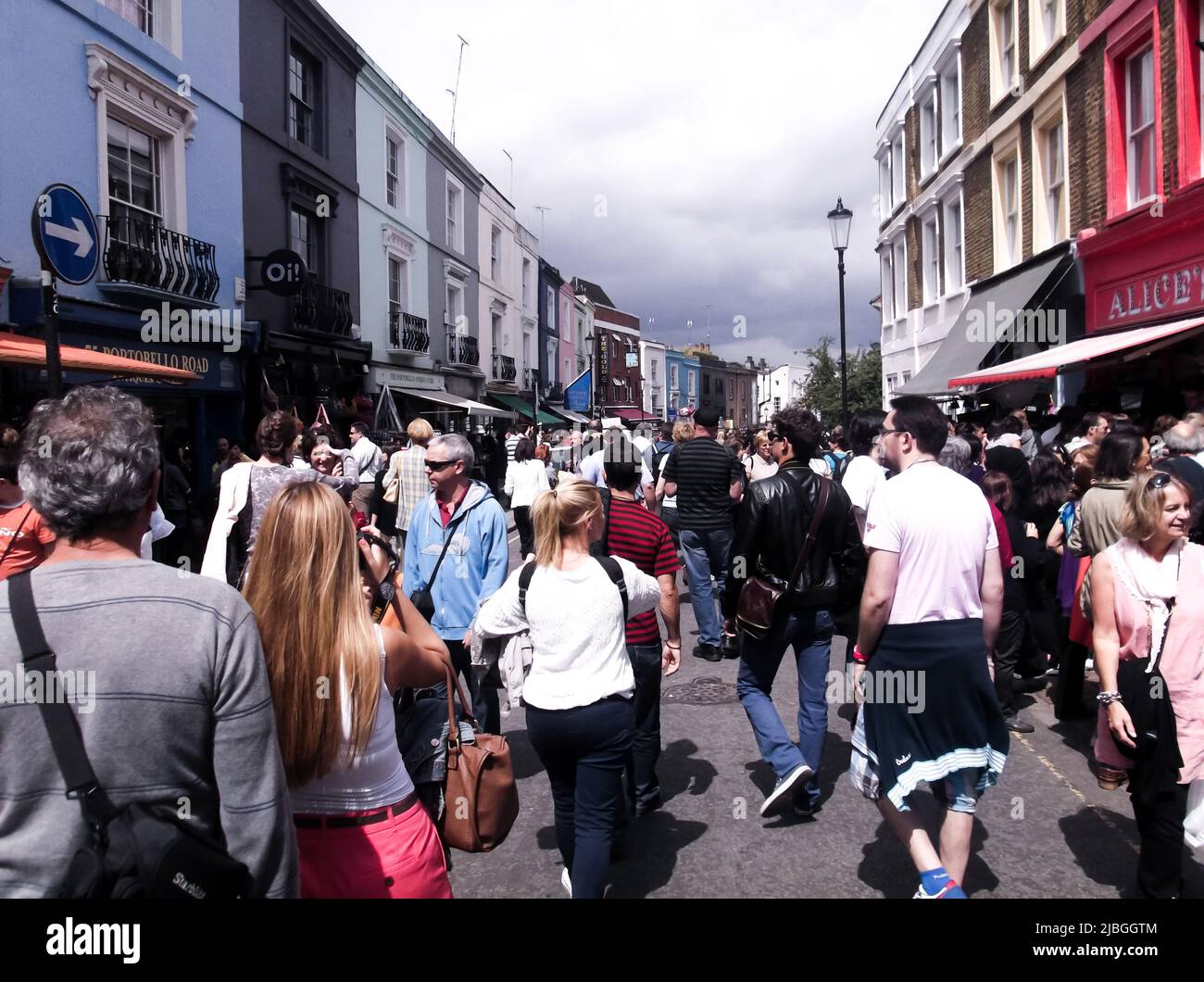People walking on high street in Notting Hill area. Notting Hill is an