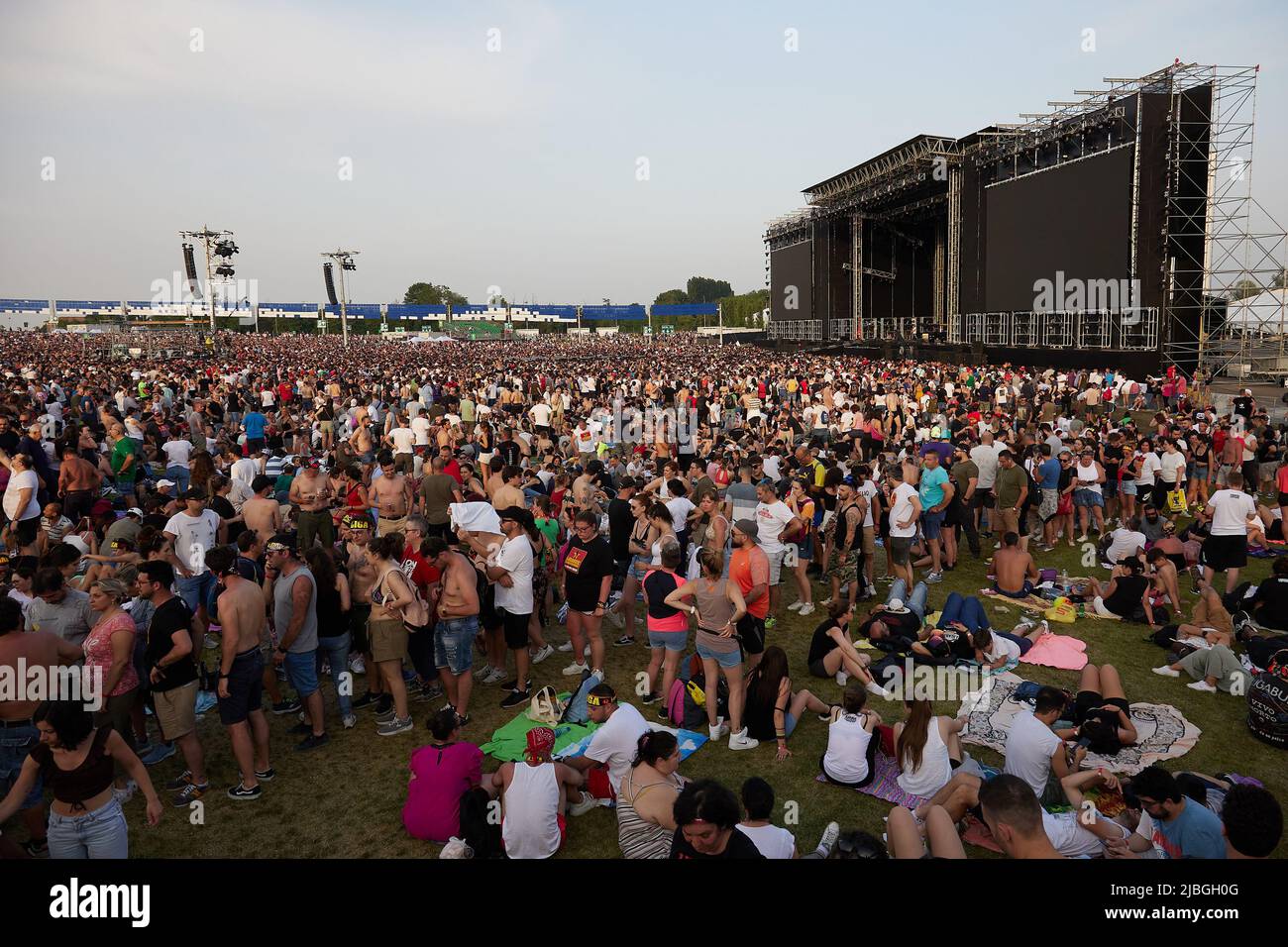 Reggio Emilia, Italy. 4 June, 2022. Fans of Luciano Ligabue await the