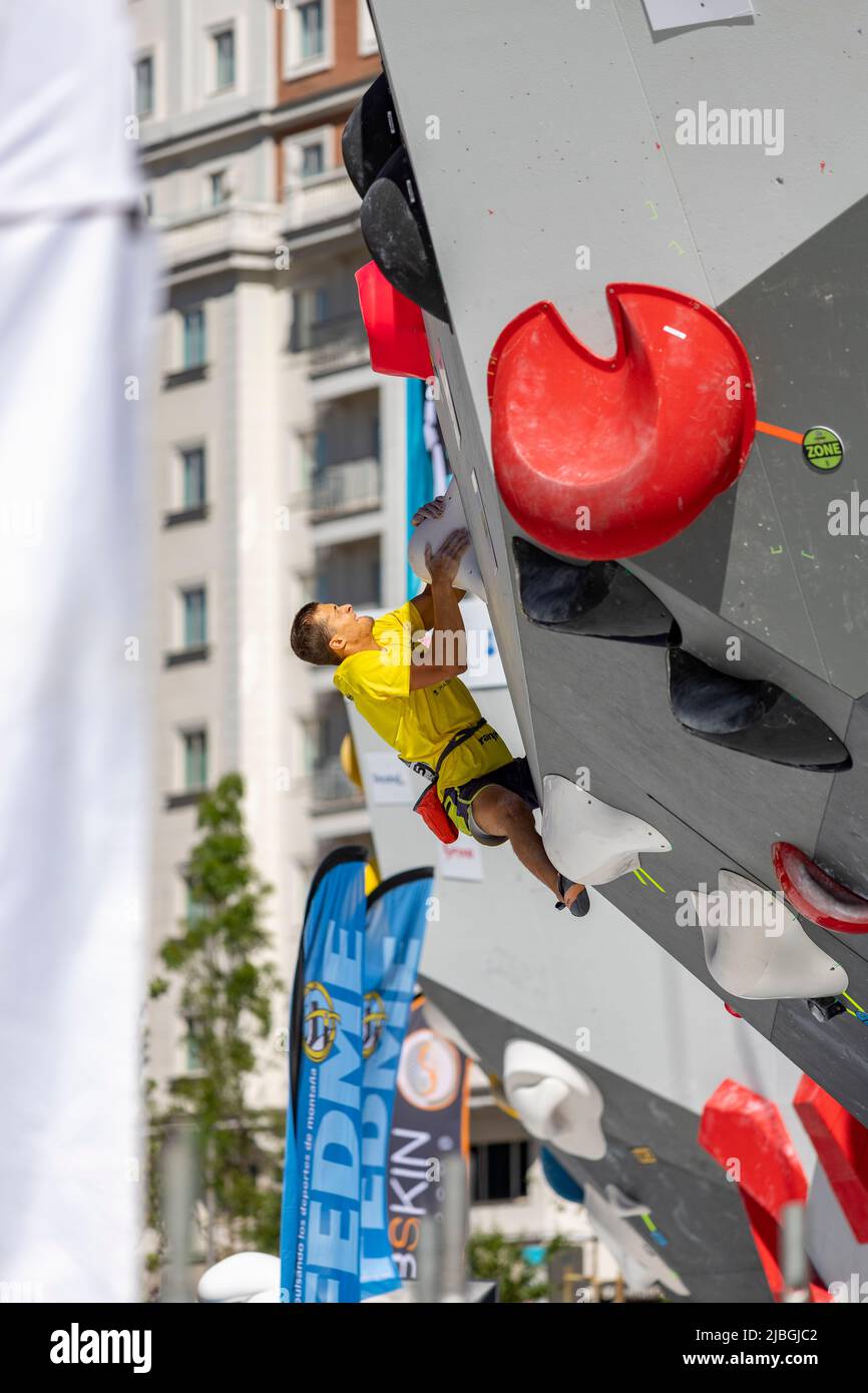 Climbing. Sport. Young person climbing in Block Climbing. Olympic