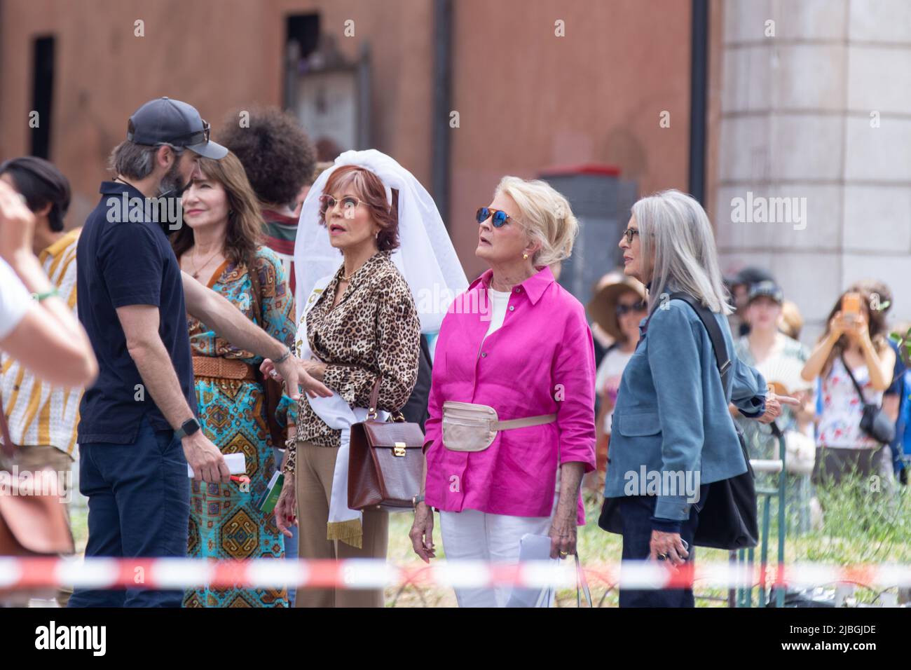 Rome, Italy. 06th June, 2022. Actresses Diane Keaton, Jane Fonda, Candice  Bergen and Mary Steenburgen are in Piazza di Spagna in Rome for the  shooting of the film "Book Club 2: The