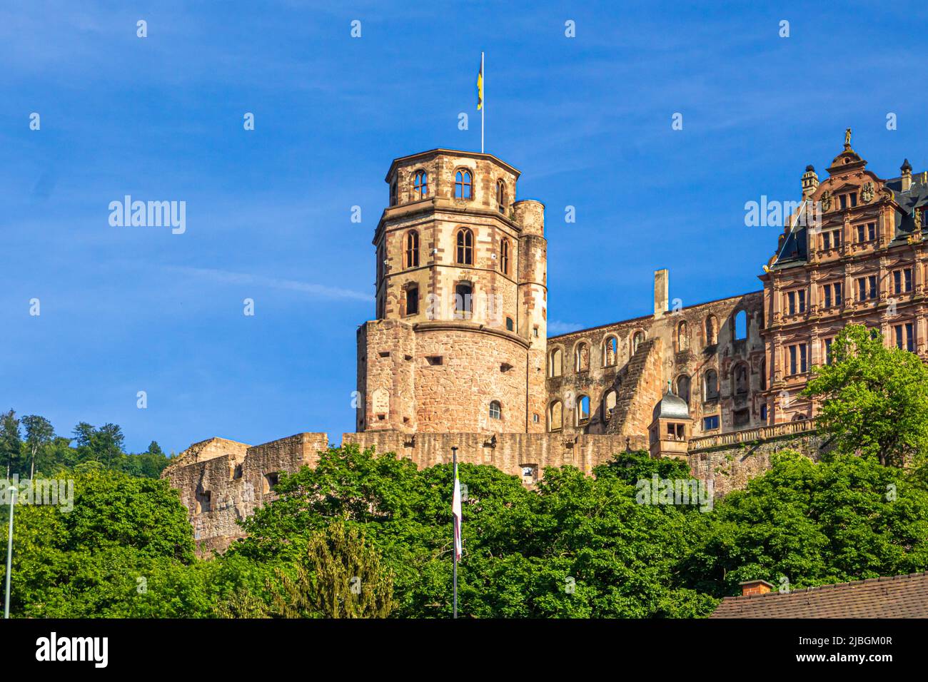 Close up view of the ruin of heidelberg castle. A famous landmark and