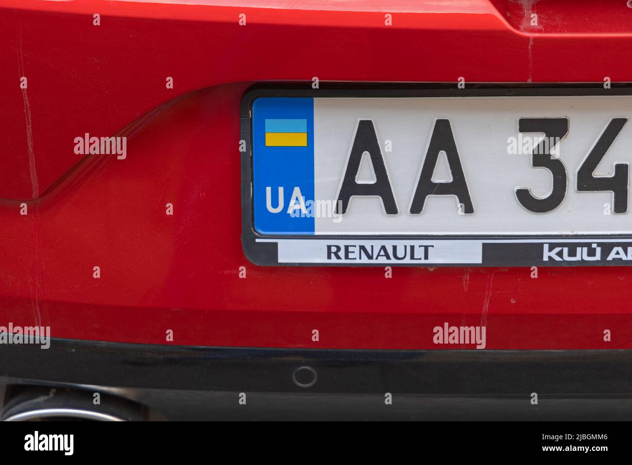 Belgrade, Serbia March 12, 2022 Ukrainian Car Registration Number