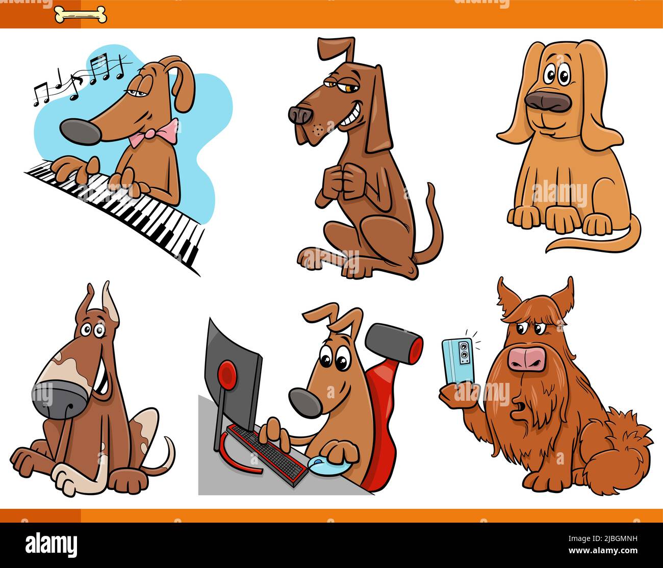 Cartoon illustration of funny dogs animal characters set Stock Vector ...